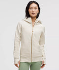LULU SCUBA FULL ZIP HOODIE HEATHER LIGHT IVORY/GOLD