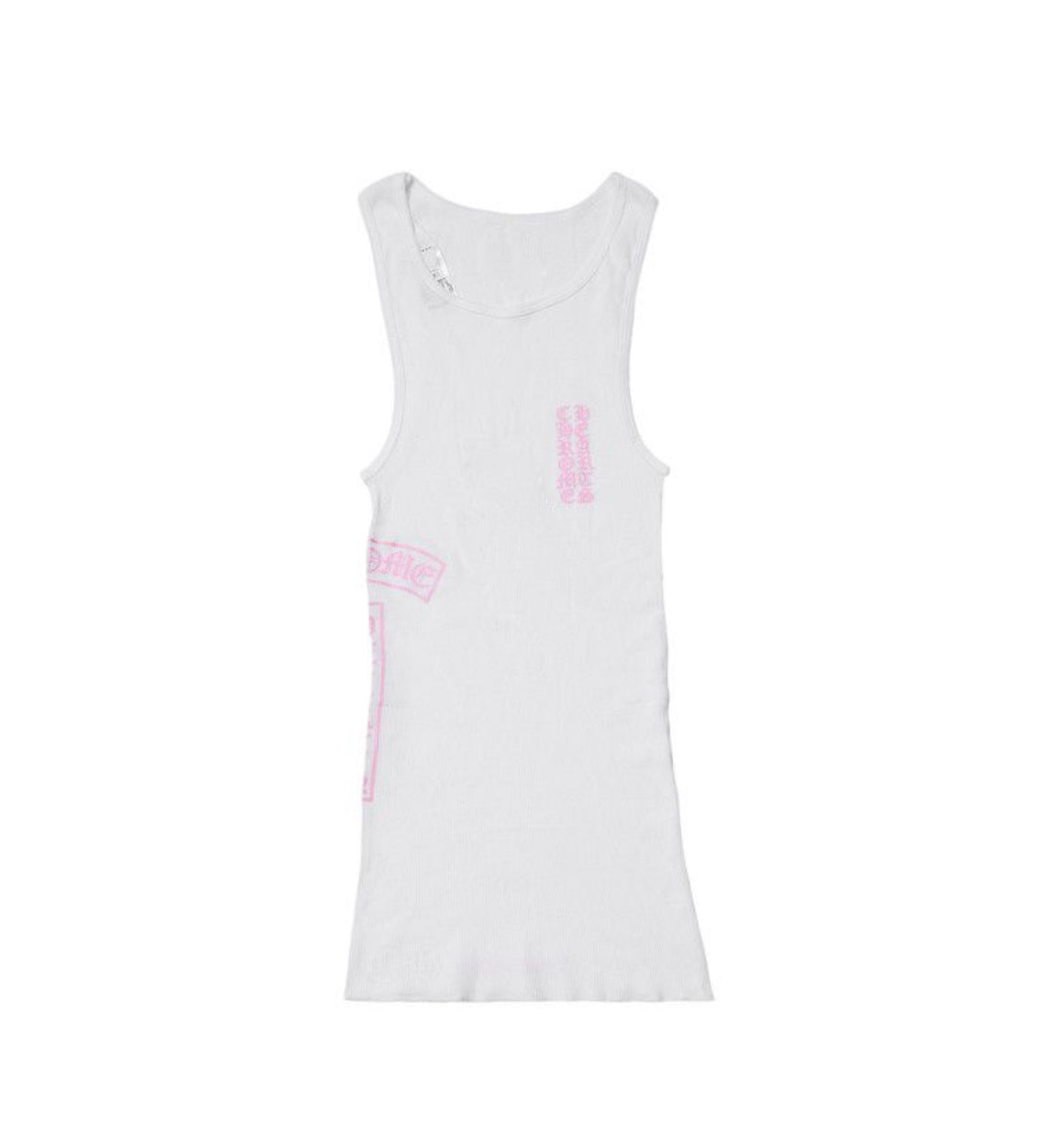 WHITE/PINK RIB TANK