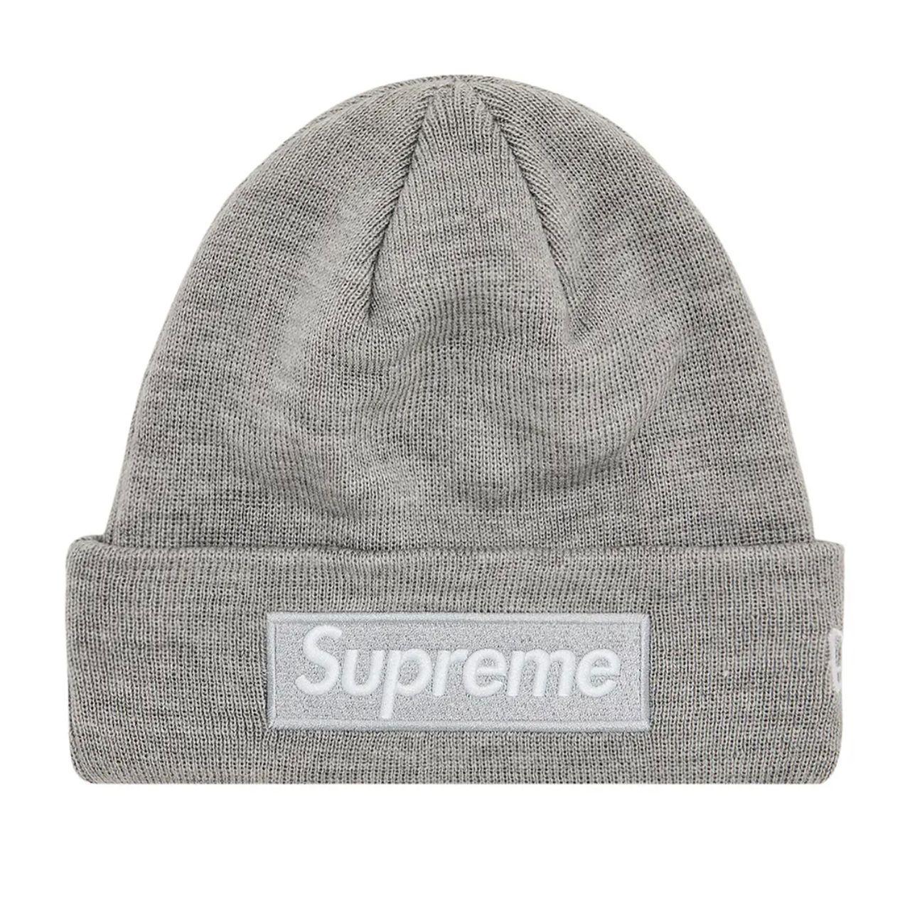 GREY SUPREME BOX LOGO BEANIE